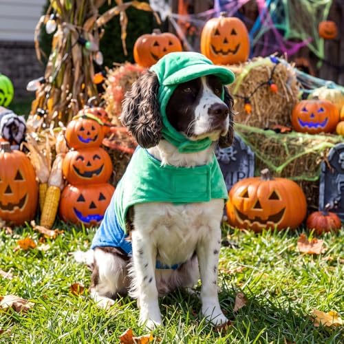 Newcotte Dog Halloween Costume Set Funny Green Overalls Outfit with Hat Retro Buddy Themed Dog Clothes for Cosplay Party(X-Large) - Image 5