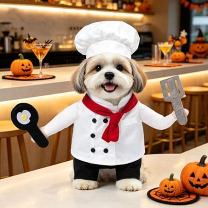DELIFUR Dog Chef Costume with Hat Cute Halloween Costume (Chef, Medium) - Image 4