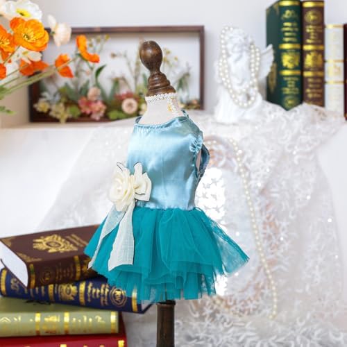 Fashion Sweet Puppy Dog Blingbling Princess Skirt Pet Dog Lace Cake Camisole Tutu Dress J-Blue M - Image 2