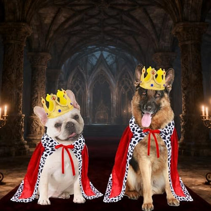 GOYOSWA Dog King Costume, Dog Halloween Costumes King Cloak Crown Set Funny King Prince Costume for Small Medium Large Dogs (Large) - Image 5
