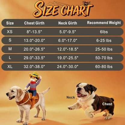 Halloween Cowboy Dog Cat Costume Clothes Novelty Funny Pets Party Cosplay Apparel Dog Riders Clothing (Medium) - Image 3
