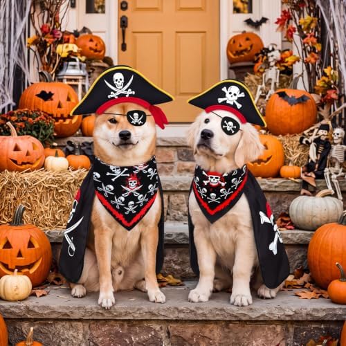 Hillban 8 Pcs Halloween Dog Pirate Costume Set - Image 6