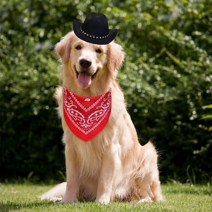 Dog Cowboy Costume, Dog Halloween Costumes Halloween Pet Dogs Cowboy Hat with Bandana Scarf for Small Medium Large Dogs Pets (Black, Large) - Image 2