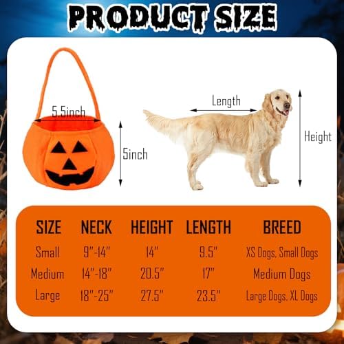 Dog Halloween Costumes, Dog Ghost Costume Funny Pet Ghost Costume with Pumpkin Candy Bag for Small Medium Large Dogs Pets (Medium) - Image 3