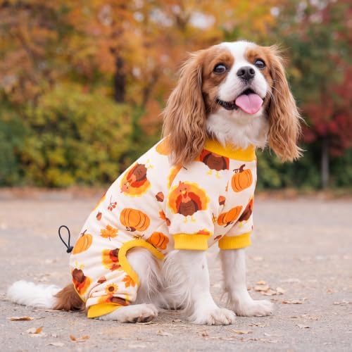 XPUDAC 4 Pack Thanksgiving Dog Pajamas for Small Dogs Onesie Clothes, M - Image 6