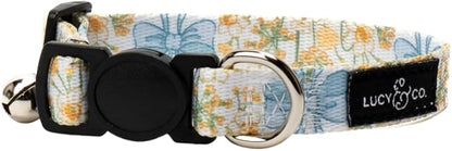Lucy & Co. Sunshine and Daffodils Breakaway Cat Collar, Adjustable Safety Breakaway Buckle, Cute Printed Cat Collar, Large