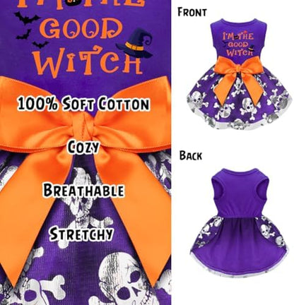 Dog Halloween Costumes Dog Dress Halloween Costumes for Dogs Funny Puppy Dress with Bow for Small Medium Large Dogs Pumpkin Witch Bat Pet Costume Halloween - Image 6