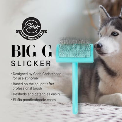 Chris Christensen Big G Dog Slicker Brush for Dogs (Goldendoodles, Labradoodles, Poodles), Groom Like a Professional, Fluff Detangle Style, Saves Time Energy, Teal, Medium - Image 2