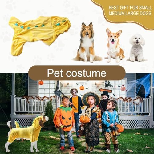 NACOCO Halloween Dog Dinosaur Costume - Pet Clothes Design Hoodie Yellow for Medium & Large Dog(Yellow, 4XL) - Image 5