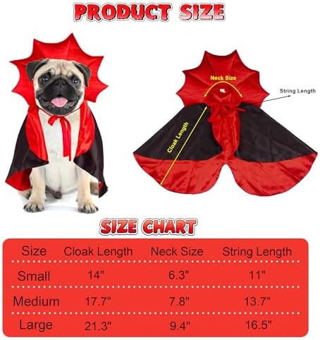 ADOGGYGO Halloween Dog Vampire Costume, Red Black Devil Dog Cape, Medium - Image 4