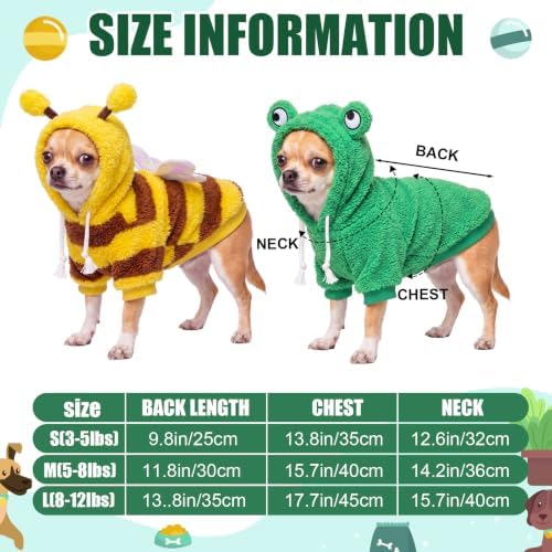 Reginary 2 Pcs Halloween Dog Costume Pet Hoodies Frog Bee Soft Plush,M - Image 3