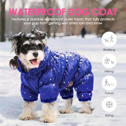 AOFITEE Small Dog Coat Waterproof Dog Winter Jacket Fullbody Dogs Snowsuit - Image 2