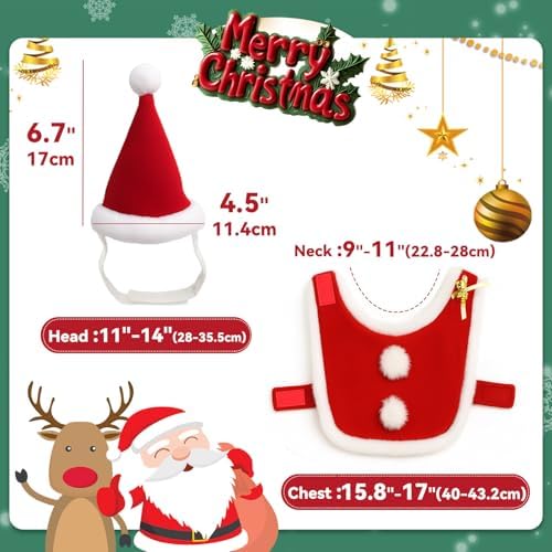 Cat Christmas Hat with Cloak, Small Dog Santa Costume, Pet Christmas Costume Suit for Cats Puppy Rabbits Doll, Santa Claus Set, Red S - Image 3