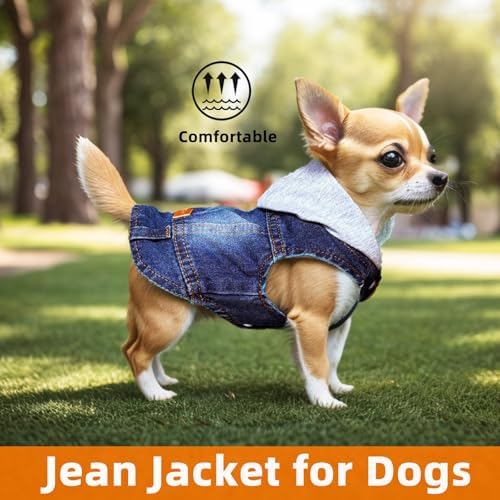 Small Dog Jeans Jacket with Hooded,Denim Pet Coat for Puppy(XL) - Image 4