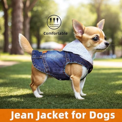 Small Dog Jeans Jacket with Hooded,Denim Pet Coat for Puppy(XXL) - Image 4