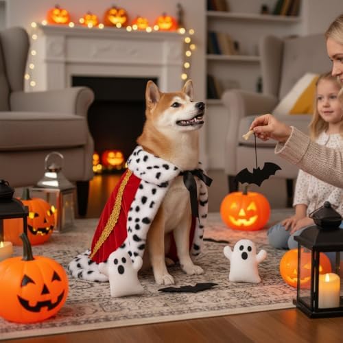 Lovelyshop Royal Velvet Pet Cloak with Fur Trim for Cats & Dogs, Red, M/Regular - Image 3