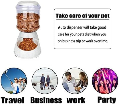 Gray 3 Gallon Gravity Dog Feeder - Automatic Food Dispense for Large Dogs, Easy to Clean
