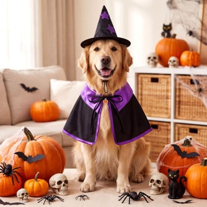 3 Sets Halloween Cat Dog Costume Vampire Cloak Witch Outfit Bat Wing, Large - Image 5