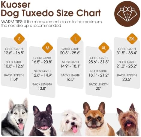 Kuoser Dog Tuxedo, Dog Suit and Bandana Set, Dogs Costume with D-Ring - Image 5