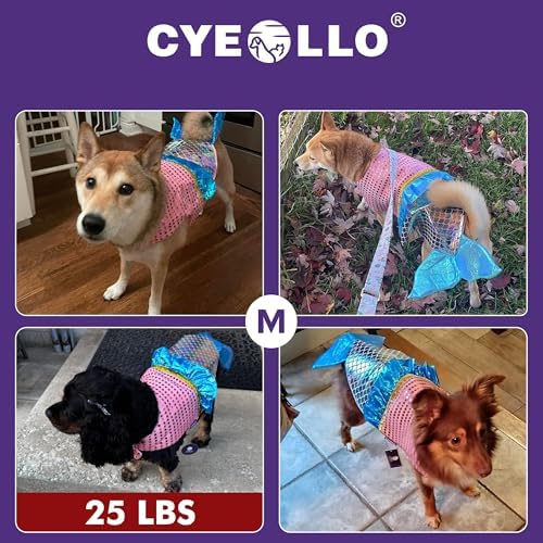 cyeollo Mermaid Dog Halloween Costumes for Small Dogs Holiday Outfit, M - Image 6