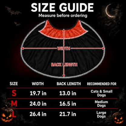 Halloween Dog Vampire Costume, Dog Halloween Costumes for Small Dogs, Dracula Dog Costume with Stand-Up Collar, Lace Trim and Adjustable Tie - Image 3
