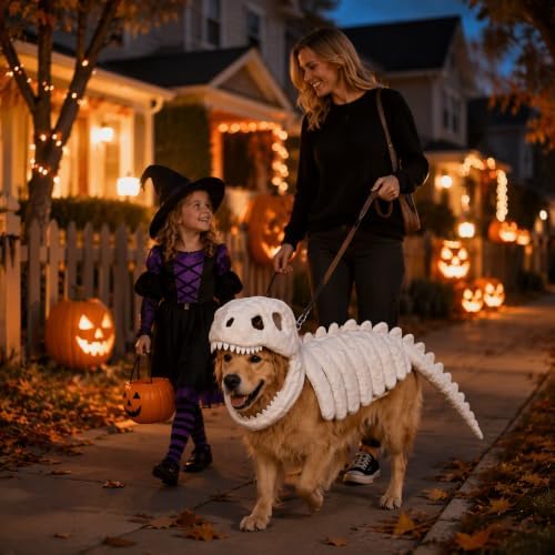 Dog Dinosaur Costume, Soft Plush Halloween Pet Cosplay Costume, Cute Dino Dress Up Apparel for Medium & Large Dogs Cats, Funny Outfit for Holiday Party - Image 4
