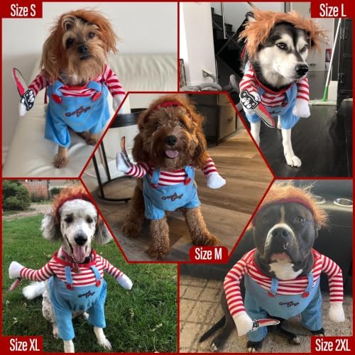 Dog Halloween Costumes, Funny Dog Killer Doll Costume with Wig and Knife, Adjustable Pet Halloween Cosplay Costume for Small Medium Large X-Large Dogs (Small) - Image 3