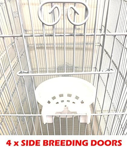 63" Roof Top Bird Flight Parrot Pet House Home Cage with Removable Rolling Stand for Cockatiel Sun Conure Parakeet Finch Budgie Lovebird Canary
