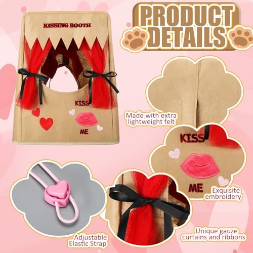 Halloween Dog Kissing Booth Costume Headpiece for Pets, Brown, L/XL - Image 3