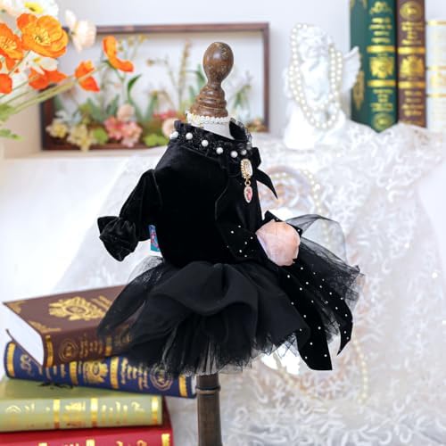 Fashion Sweet Puppy Dog Blingbling Princess Skirt Pet Dog Lace Cake Camisole Tutu Dress K-Black XS - Image 2