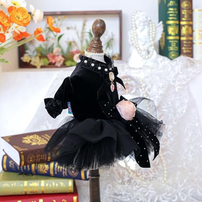 Fashion Sweet Puppy Dog Blingbling Princess Skirt Pet Dog Lace Cake Camisole Tutu Dress K-Black XS - Image 2