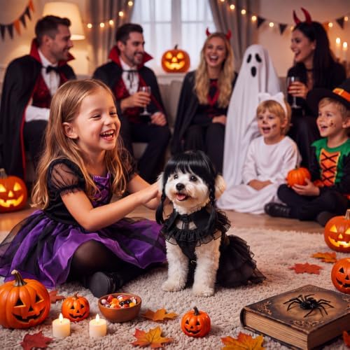 Coume 3 Pcs Halloween Dog Costumes for Dog with Belt and Wig, S - Image 4