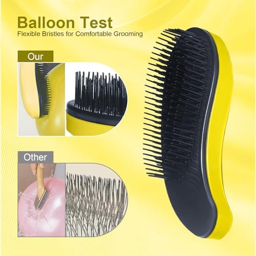 Small Dog Brush, Skin-friendly Soft Bristles (Yellow) - Image 3