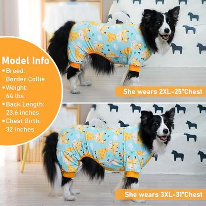 KYEESE Velvet Dog Pajamas for Large Dogs Onesie for Daily Wear, Giraffe - Image 3