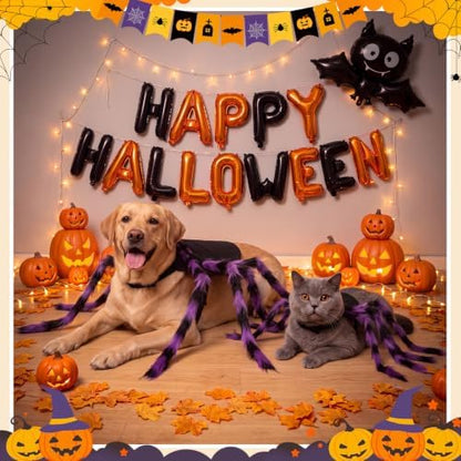 Huhumy Halloween Spider Costume with Safety Harness for Pets, Purple, S - Image 5