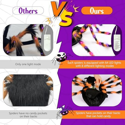 OurWarm Dog Halloween Costumes Adjustable LED Spider Costume for Large Dogs - Image 5