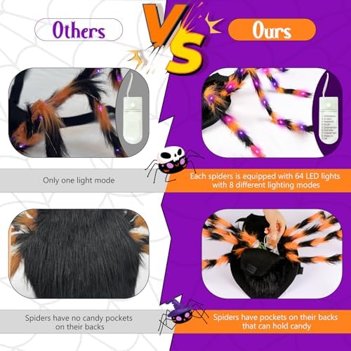 Halloween Spider Dog Costume with 64 Led for Medium Large Dog Pet Cosplay - Image 4
