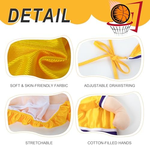 DELIFUR Dog Basketball Player Costume - Pet Halloween Costume Adjustable Funny Dress Up Sports Outfit Cosplay Clothes for Small Medium Dog (Yellow Basketball, Small) - Image 4