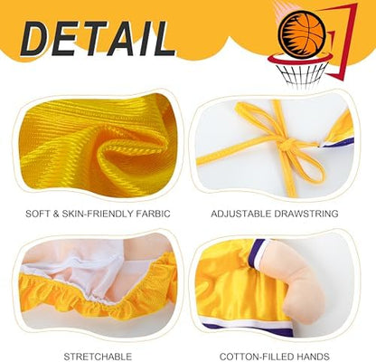 DELIFUR Dog Basketball Player Costume - Pet Halloween Costume Adjustable Funny Dress Up Sports Outfit Cosplay Clothes for Small Medium Dog (Yellow Basketball, Small) - Image 4