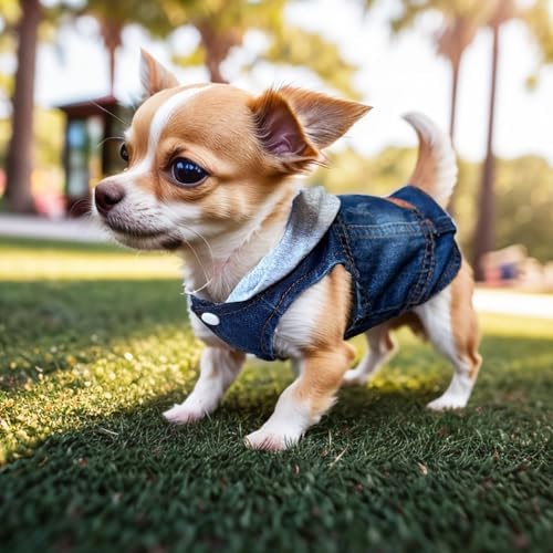 Small Dog Jeans Jacket with Hooded,Denim Pet Coat for Puppy(L) - Image 5