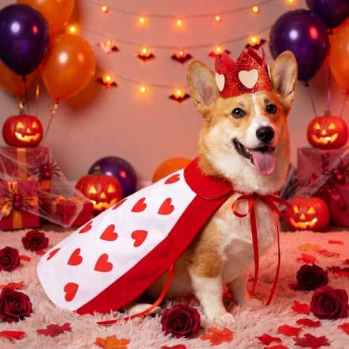 Hillban Halloween Dog King Costumes Heart Crown Queen Pet Cloak Set M - Image 6