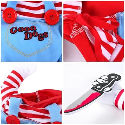 Dog Halloween Costume,Funny Chucky Dog Costume with Pet Wig,Cosplay Scary Outfit with Knife Clothes for Dogs (Large) - Image 5