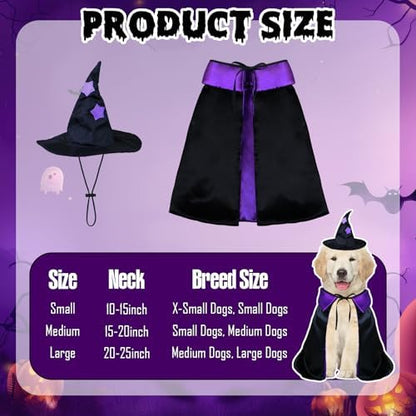 Dog Halloween Costumes, Dog Witch Costume Funny Pet Witch Cloak Cape Wizard Hat Holiday Outfit Clothes Halloween Costumes for Small Medium Large Dogs Pets (Medium) - Image 4