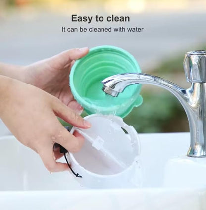 3 in 1 Collapsible Dog Bowl, Treat Container, Poop Bag Holder with 1 Roll Poop Bags – Practical Silicone Dog Bowl, – Durable Pet Bowls for Travel Essentials, Daily Walks (Pink)