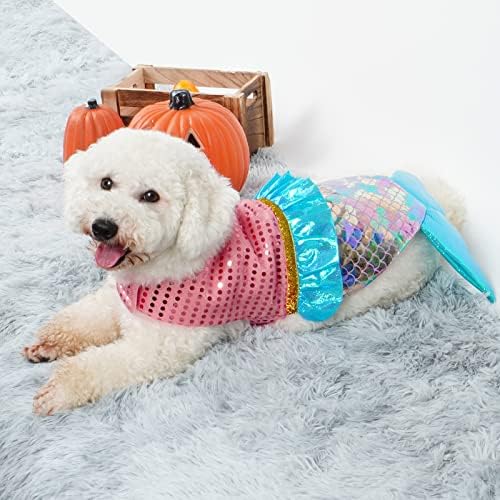 cyeollo Mermaid Dog Halloween Costumes for Medium Dogs Holiday Outfit, L - Image 2