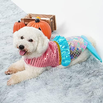cyeollo Mermaid Dog Halloween Costumes for Medium Dogs Holiday Outfit, L - Image 2