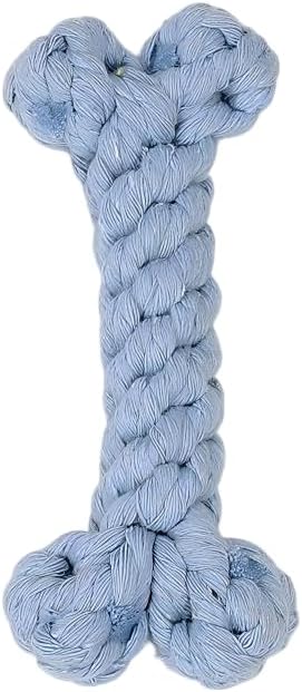 Dog Rope Toys Set with Bone-Shaped Chew Toy, Durable Cotton Rope Toys for Teething, Training, and Interactive Play for Small to Medium Dogs (Light Blue)