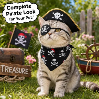 3PCS Dog Pirate Costume, Halloween Pet Outfit with Eye Patch and Gold Trim, Complete Pirate Dress Up Set for Costume Parties and Photo Sessions - Image 6
