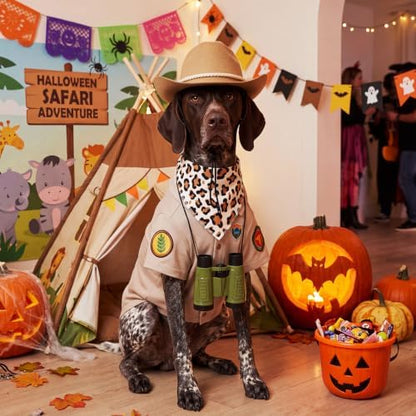 4 Pcs Halloween Dogs Safari Explorer Costume Set Outfit for Pet Cats, L - Image 5