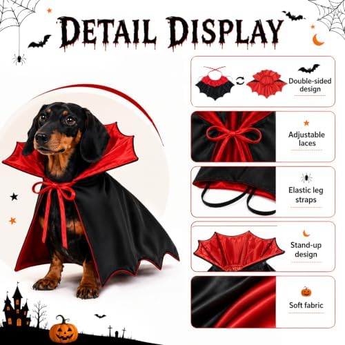 Dog Halloween Costumes for Small Medium Dogs Cats Upgraded, Funny Small Dog Devil Costumes for Trick-or-Treating, Cosplay, Parties, Photo Shoots Adjustable 10-20 Inches(Red) - Image 3